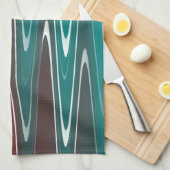 Linge De Cuisine Vagues en blanc (Quart Plié)