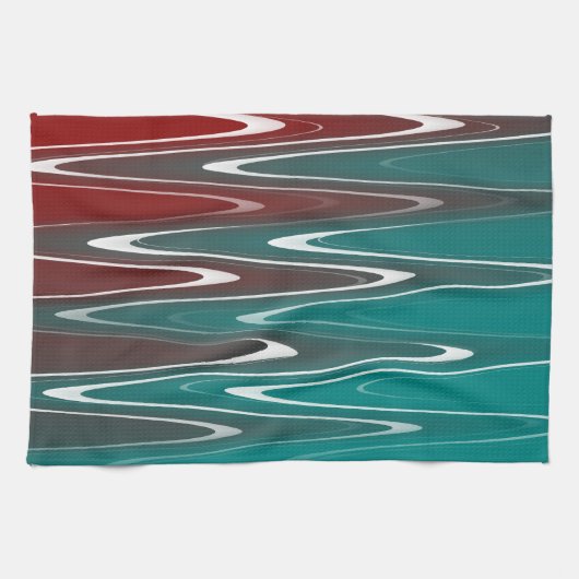 Linge De Cuisine Vagues en blanc (Horizontal)