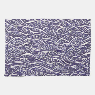 Linge De Cuisine Vagues et Surf de Linocut Hawaïen