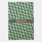 Linge De Cuisine Vagues Marine Jaune Motif minimal (Vertical)