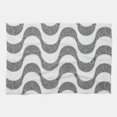 Linge De Cuisine vagues noires et blanches en pavé portugais (Horizontal)