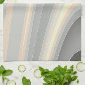 Linge De Cuisine vagues rose gris jaune (Plié)