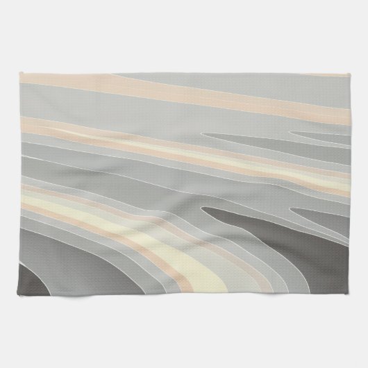 Linge De Cuisine vagues rose gris jaune (Horizontal)