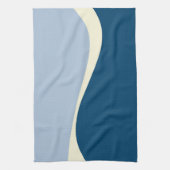Linge De Cuisine Vagues simples 2 en bleu foncé, bleu clair et crèm (Vertical)