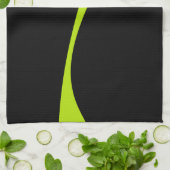 Linge De Cuisine Vagues simples 2 en vert citron et noir (Plié)