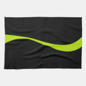Linge De Cuisine Vagues simples 2 en vert citron et noir (Horizontal)