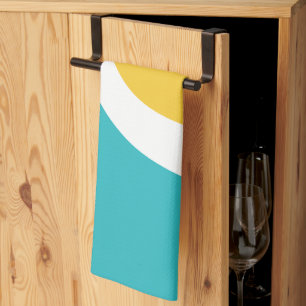 Linge De Cuisine Vagues simples 3 - Turquoise et Jaune