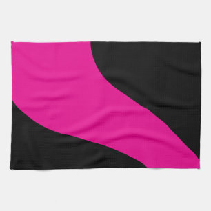 Linge De Cuisine Vagues simples en Magenta et noir