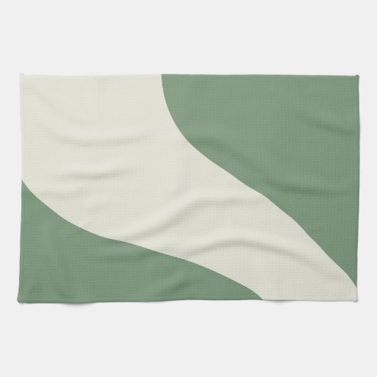 Linge De Cuisine Vagues simples en vert (Horizontal)