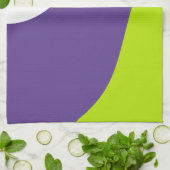 Linge De Cuisine Vagues simples en vert citron vert et violet (Plié)