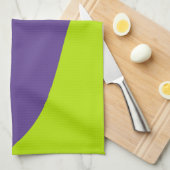 Linge De Cuisine Vagues simples en vert citron vert et violet (Quart Plié)
