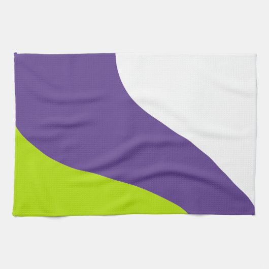 Linge De Cuisine Vagues simples en vert citron vert et violet (Horizontal)