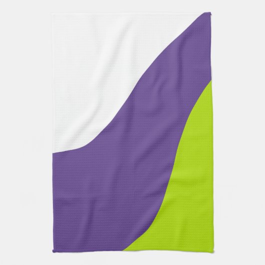 Linge De Cuisine Vagues simples en vert citron vert et violet (Vertical)
