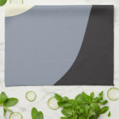 Linge De Cuisine Vagues simples - Noir, Gris et Crème (Plié)