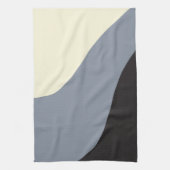 Linge De Cuisine Vagues simples - Noir, Gris et Crème (Vertical)