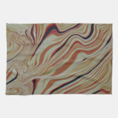 Linge De Cuisine Vagues sur base mixte en gris brun orange (Horizontal)