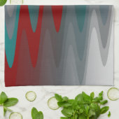 Linge De Cuisine vagues turquoises de gris bordeaux (Plié)