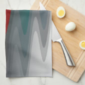 Linge De Cuisine vagues turquoises de gris bordeaux (Quart Plié)