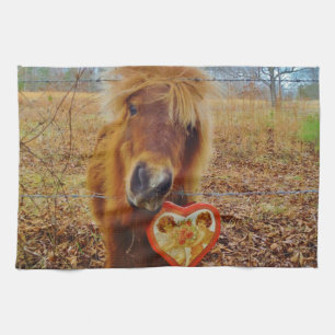 Linge De Cuisine Valentine Heart Miniature Brown Horse