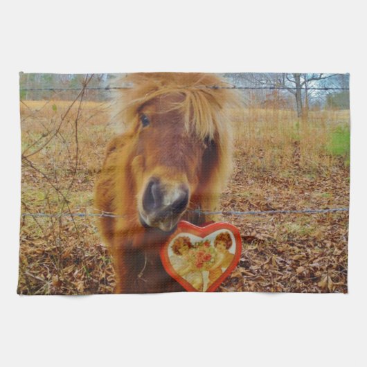 Linge De Cuisine Valentine Heart Miniature Brown Horse (Horizontal)