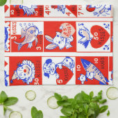 Linge De Cuisine Valentine Retro Love Hugs Motif (Plié)