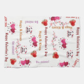 Linge De Cuisine Valentine' s Kitchen Hand Towel Cat Red Heart (Horizontal)