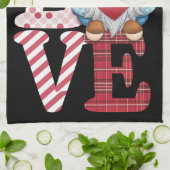 Linge De Cuisine Valentines Day Gnome Love Couple Cadeaux pour elle (Plié)