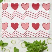 Linge De Cuisine Valentines Jour Rouge Coeurs roses Moderne Cute (Plié)