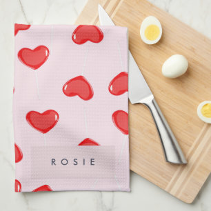 Linge De Cuisine Valentines personnalisées de Lolipop Coeur Monogra