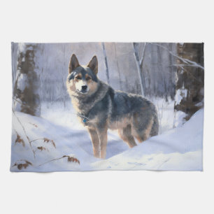 Linge De Cuisine Vallhund suédois Laisser neiger Noël