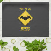 Linge De Cuisine Vampire Bat Avertissement Halloween (Plié)