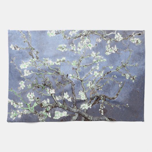 Linge De Cuisine Van Gogh Almond Blossoms en acier bleu (Horizontal)