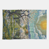 Linge De Cuisine Van Gogh Style Almond Orchard Sunlit Blossom (Horizontal)
