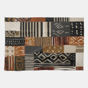 Linge De Cuisine Variations de motifs africains dans les tons de te