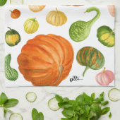 Linge De Cuisine Variétés de Citrouille aquarelle (Plié)