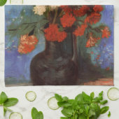 Linge De Cuisine Vase avec des Œillets de Vincent van Gogh (Plié)