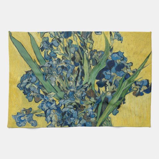 Linge De Cuisine Vase avec Irises par Van Gogh - La vie morte (Horizontal)