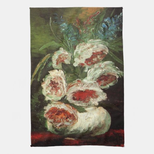 Linge De Cuisine Vase avec pivoines de Vincent van Gogh (Vertical)
