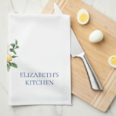 Linge De Cuisine Vase Chinoiserie Bleu et Blanc avec hydrangées (Quart Plié)