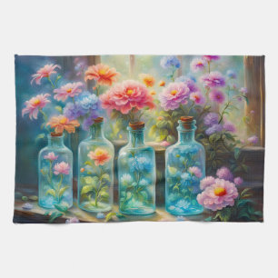 Linge De Cuisine Vases fleuris remplis de fleurs étonnantes et vibr