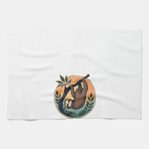 Linge De Cuisine Vecteur de paresseux vintage Badge rétro faune 2