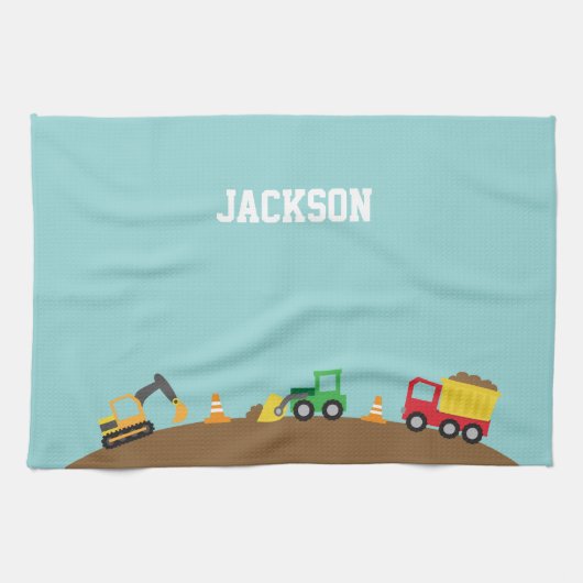 Linge De Cuisine Véhicules mignons de construction pour des garçons (Horizontal)