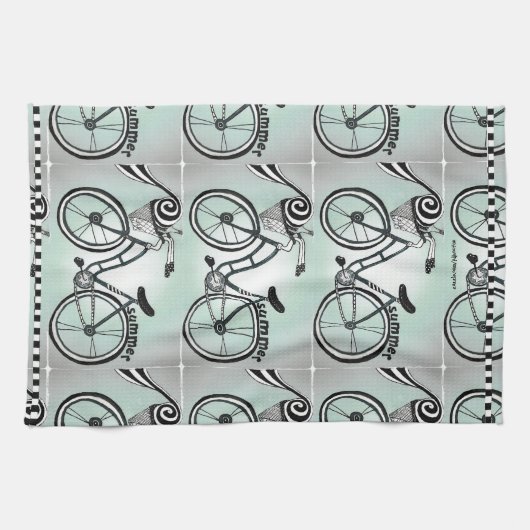 Linge De Cuisine "Vélo à la plage " (Horizontal)