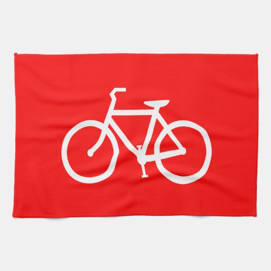 Linge De Cuisine Vélo rouge et blanc (Horizontal)
