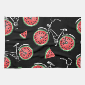 Linge De Cuisine Vélos à roue de pastèque, motif d'été.