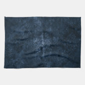 Linge De Cuisine Velvety Navy Damask | Bleu foncé Grunge Baroque (Horizontal)