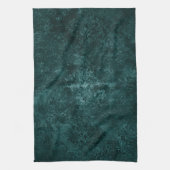 Linge De Cuisine Velvety Turquoise Damask | Grunge vert foncé Baroq (Vertical)