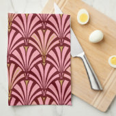 Linge De Cuisine Ventilateur Art déco motif - rose et marron (Quart Plié)