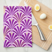 Linge De Cuisine Ventilateur Art Déco motif - violet et orchidée (Quart Plié)
