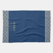 Linge De Cuisine Ventilateur japonais Navy Blue & Gold Art Déco Cus (Horizontal)